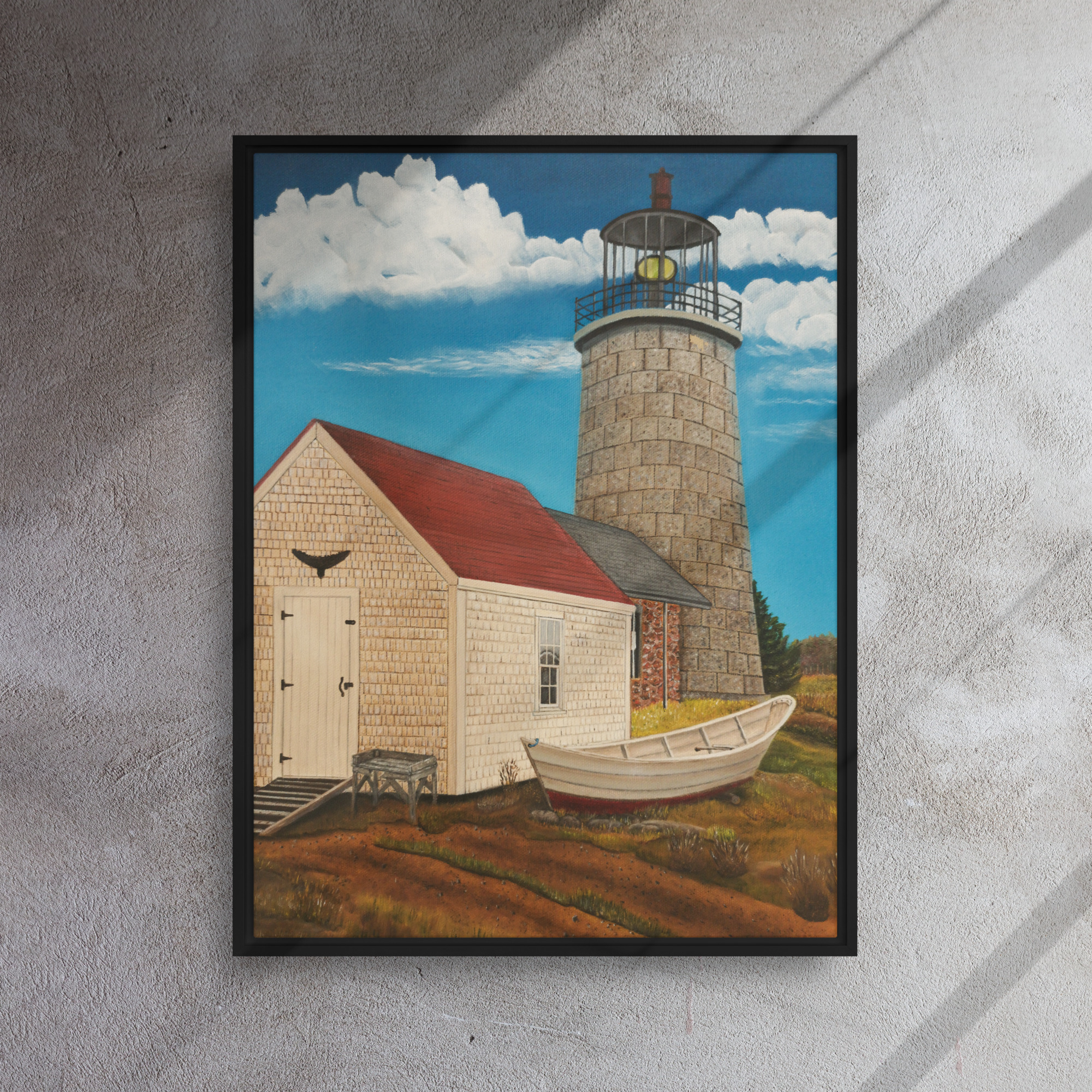 Nova Scotia landscape painting of Monhegan Island lighthouse