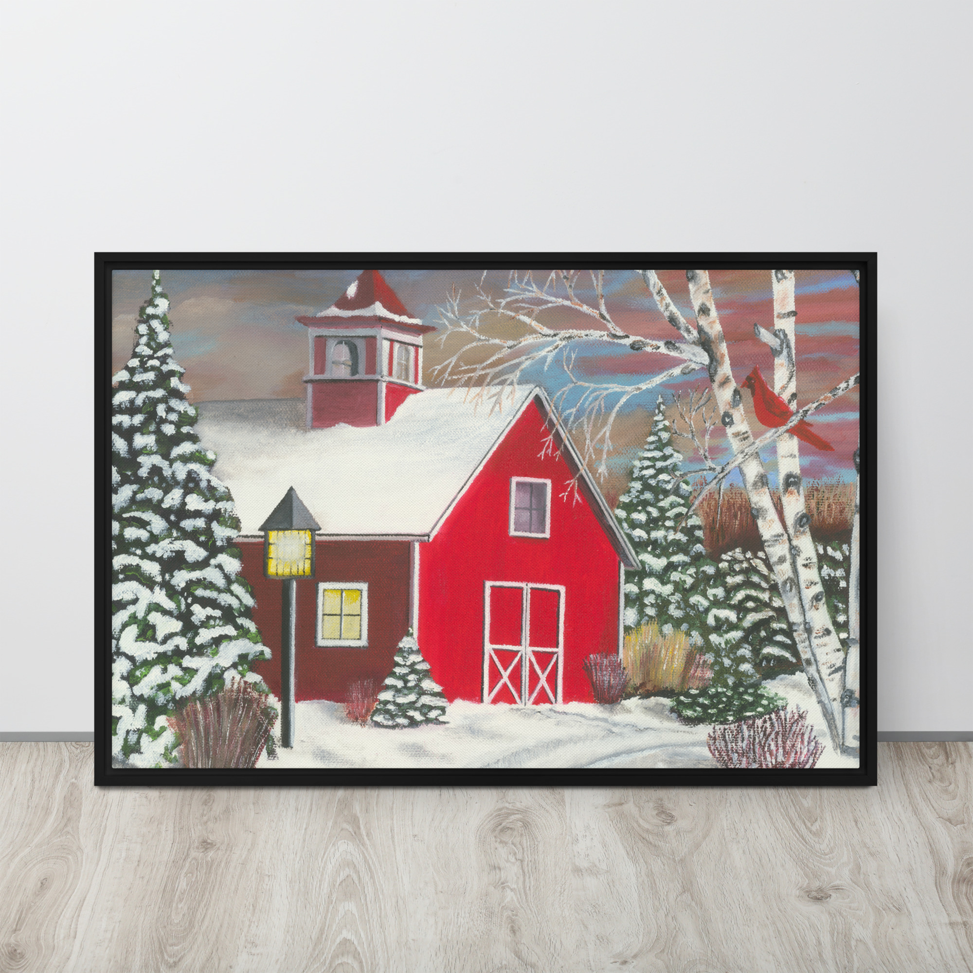 Farm Painting Canvas Print | Red Barn in Wintertime - Image 4