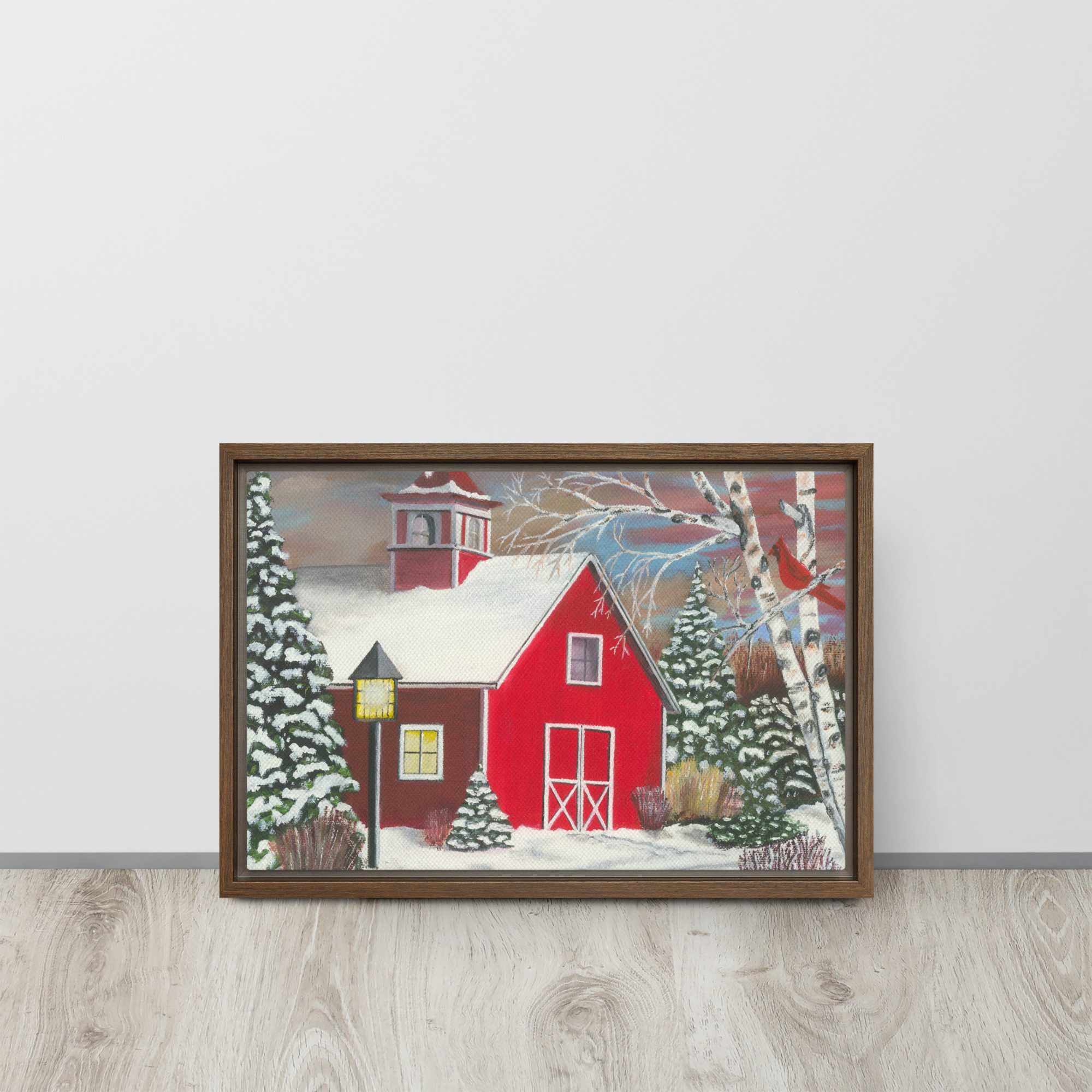 Farm Painting Canvas Print | Red Barn in Wintertime - Image 5