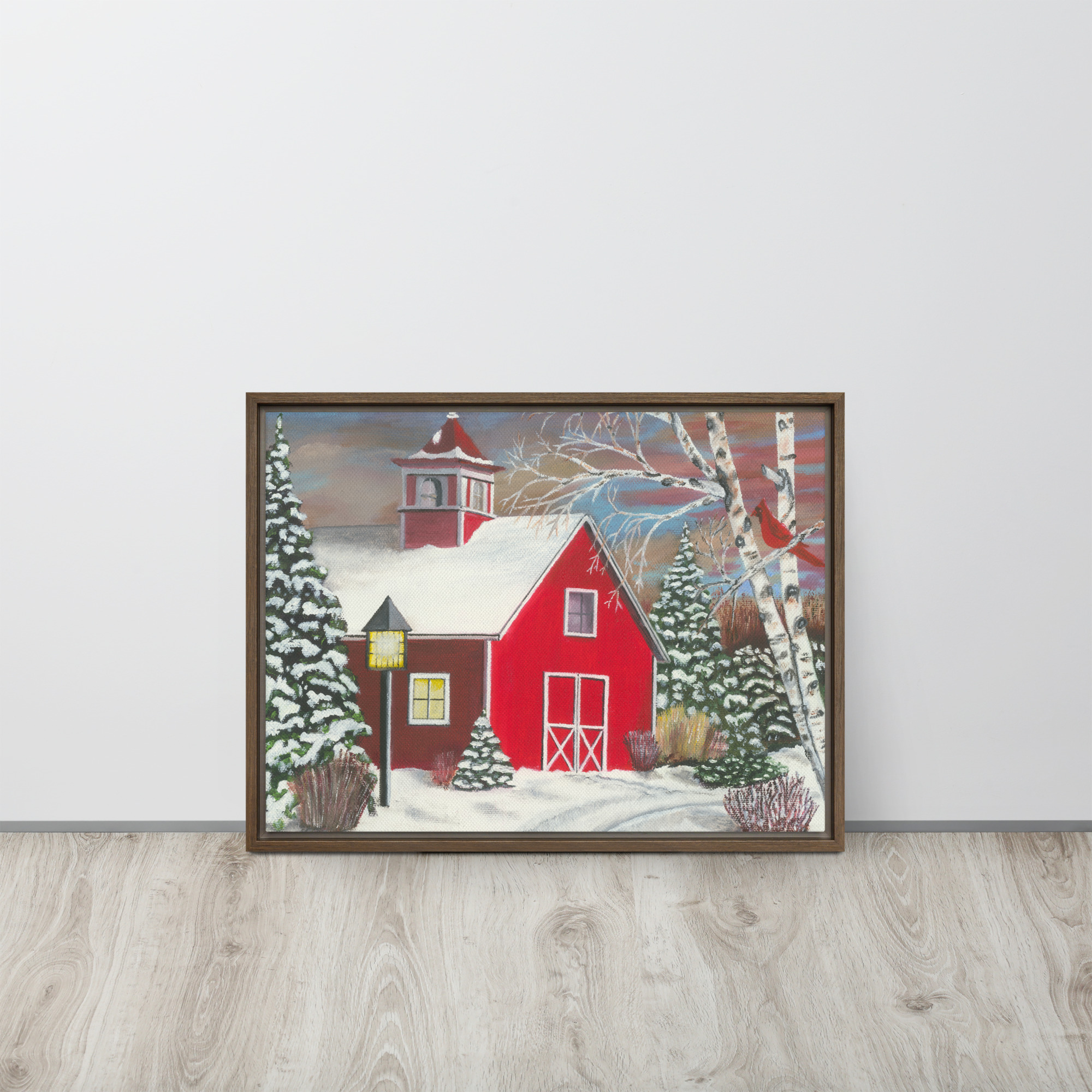 Farm Painting Canvas Print | Red Barn in Wintertime - Image 6