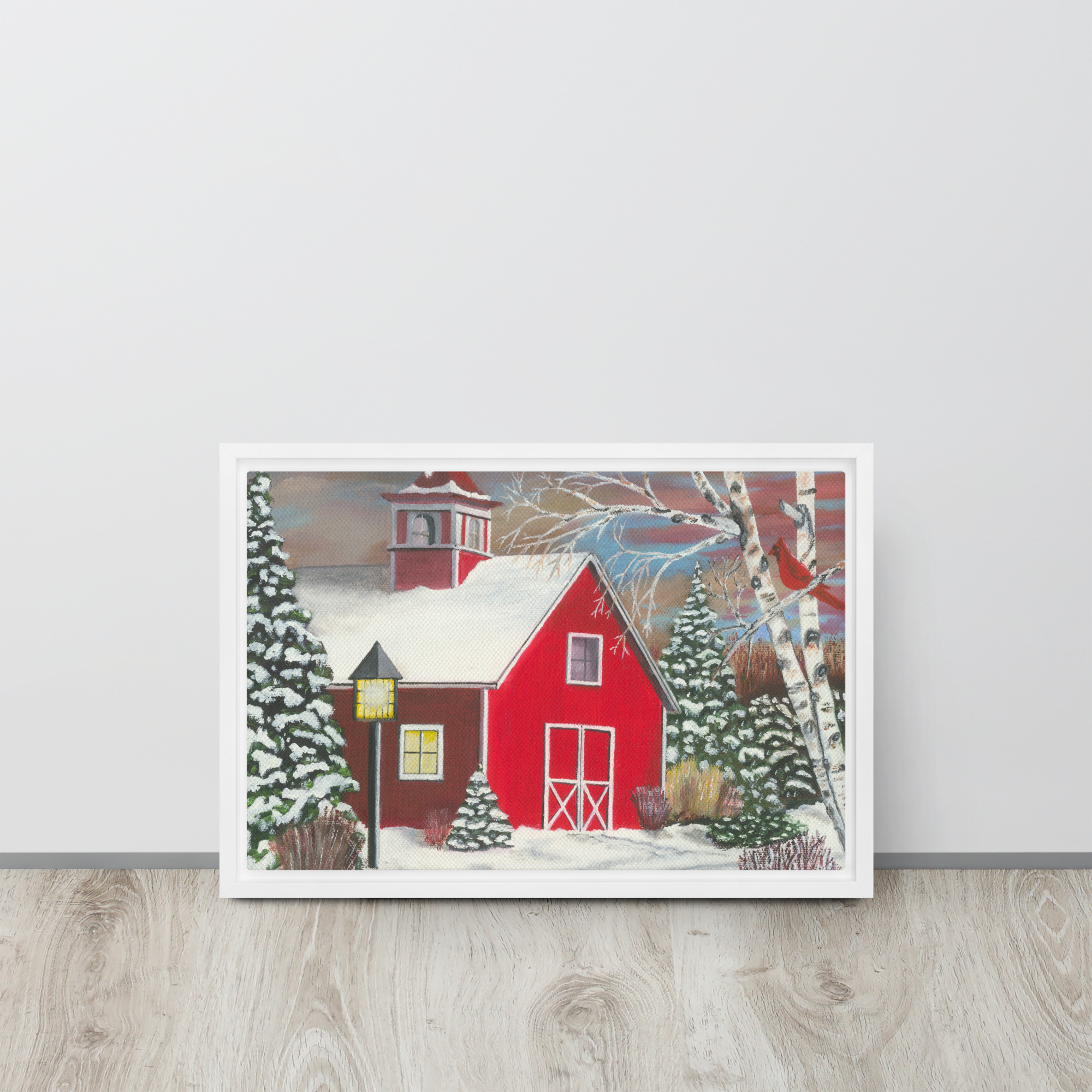 Farm Painting Canvas Print | Red Barn in Wintertime - Image 8
