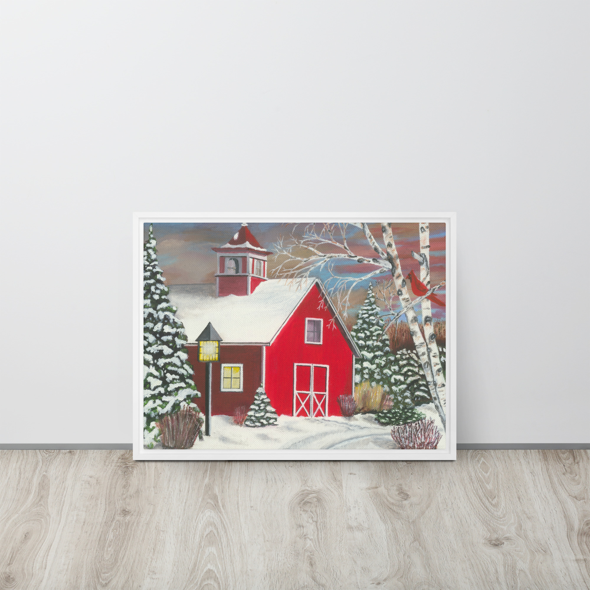 Farm Painting Canvas Print | Red Barn in Wintertime - Image 9