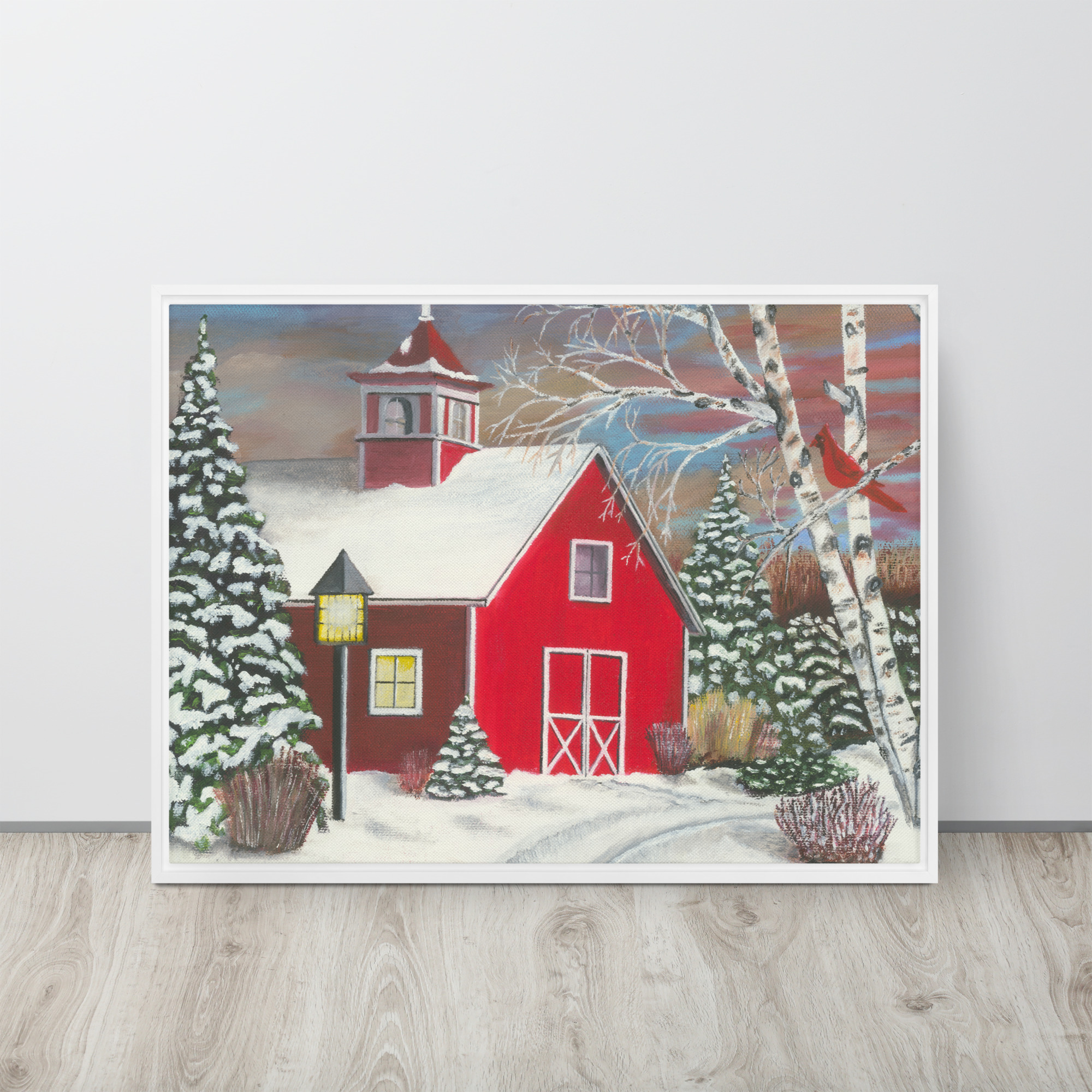 Farm Painting Canvas Print | Red Barn in Wintertime - Image 10
