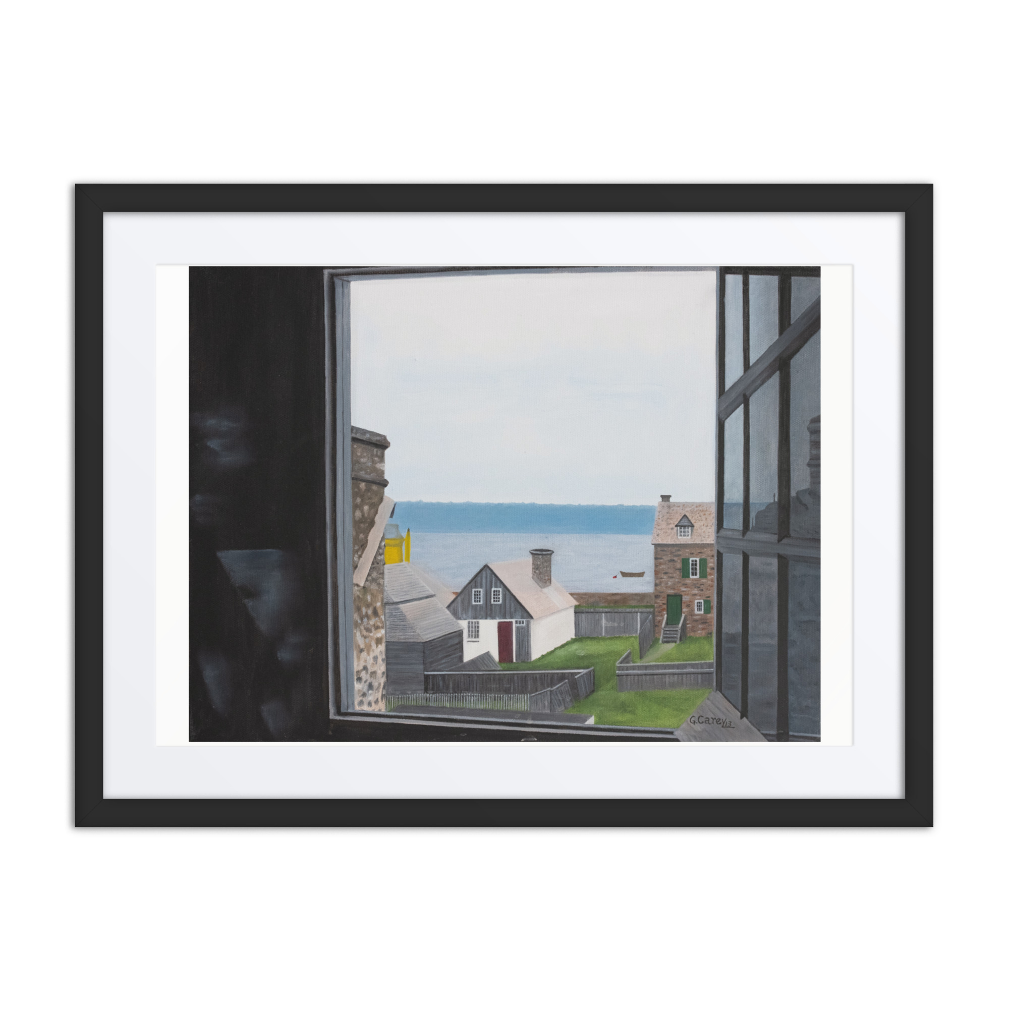 Nova Scotia Coastal art landscape painting of Fortress Louisburg harbor