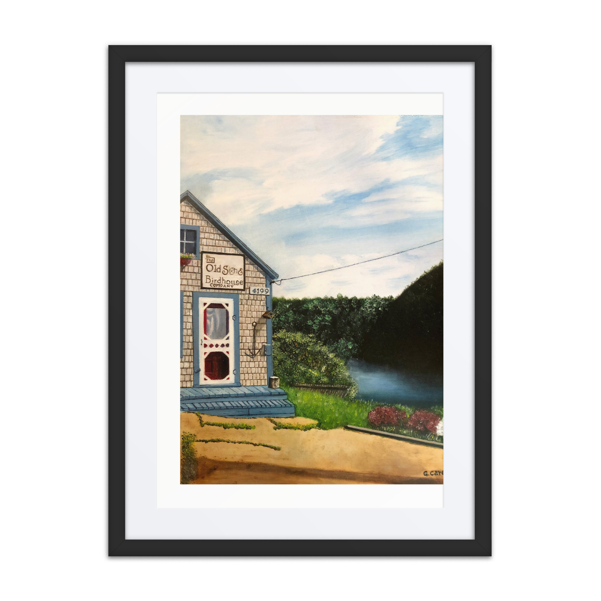 Halls Harbor Canadiana Oil on Canvas printed on matt paper, framed.